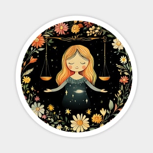 Libra Zodiac Art – Elegant Astrology & Balance Illustration Magnet